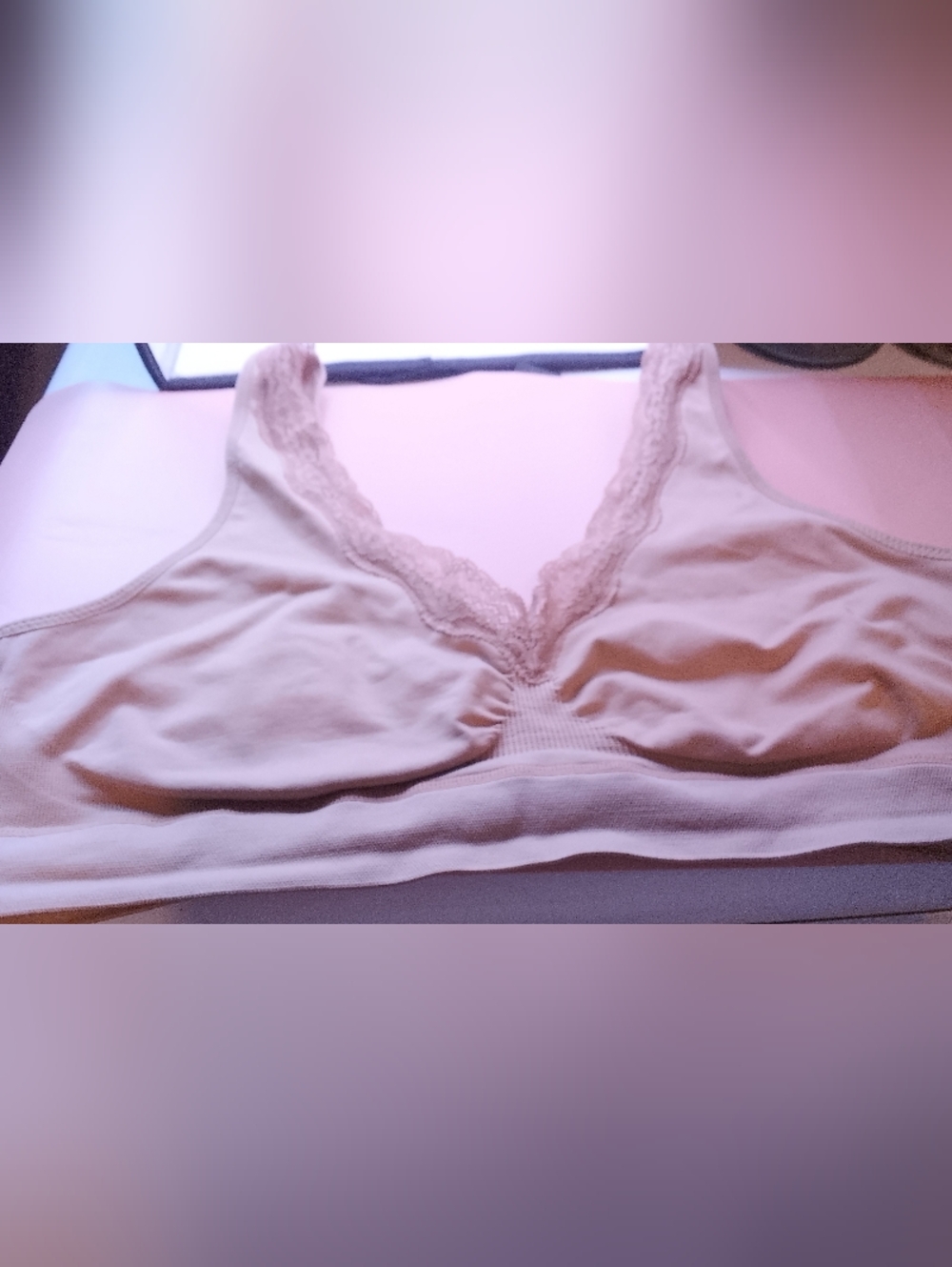 Ambrielle Nude Bra Sleep/Workout Unpadded Nylon/Spandex Women's Xl